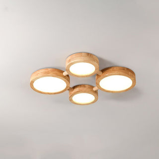 Retro Wood Ceiling Light - Multi Head Ceiling Light with Warm Ambient LED