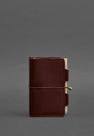 leather bound notebook designer soft cover replaceable inserts pen holder lifestyle view