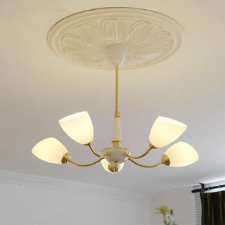 Modern black medieval chandelier illuminated — brass glass warm