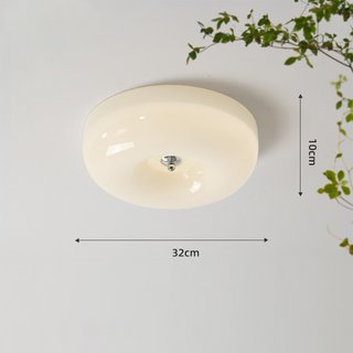 Cream Ceiling Lamp – Round Glass Light with Soft Warm Glow for Bedroom