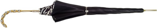 Black and white check double layer umbrella gold handle side