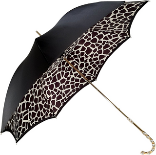 Women's luxury plaid umbrella double canopy black white pattern
