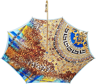 Italian double canopy leopard umbrella – closed view