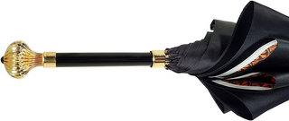 Luxury horse print double layer umbrella gold handle detail