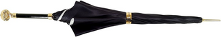Elegant horses print umbrella double cloth gold handle close-up