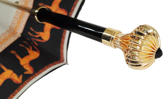 Women's horse print double cloth umbrella gold handle top