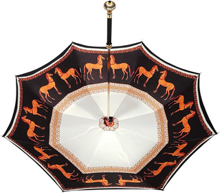 Exclusive horse pattern double cloth umbrella gold handle