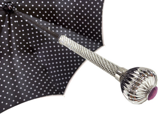 Luxury black and white umbrella Swarovski crystal handle