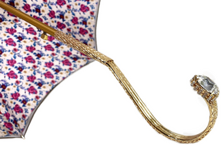 Exclusive ivory satin umbrella Swarovski crystal handle