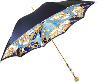 Blue Italian umbrella – Swarovski crystal handle close-up
