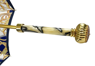 Italian blue umbrella – Swarovski crystal handle detail