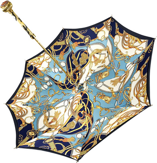 Italian luxury blue umbrella – Swarovski folded view