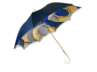 Blue double canopy umbrella – Swarovski handle close-up