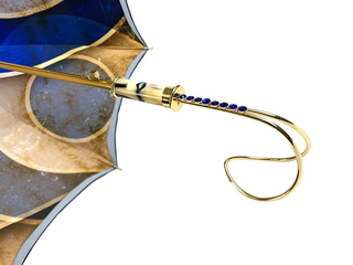 Luxury blue umbrella – Swarovski crystal handle detail