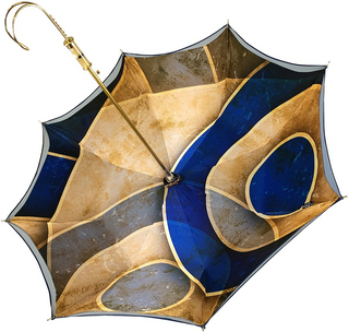 Handcrafted blue umbrella – Swarovski folded closed view