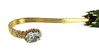 Green double canopy umbrella – Swarovski handle detail