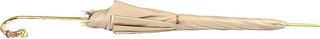 Handmade cream umbrella – double canopy open view