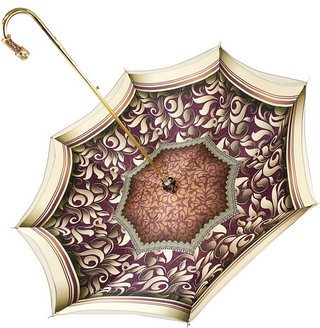 Handmade cream umbrella – double canopy folded closed
