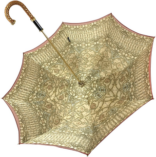 Italian baroque umbrella – gold handle closed folded view