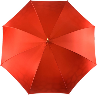 Handmade women's giraffe umbrella red satin gold handle detail