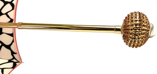 Luxury red umbrella giraffe print 24K gold handle open canopy