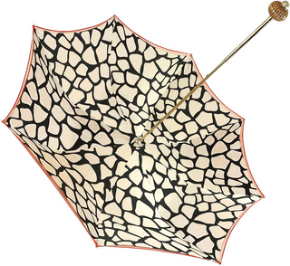 Exclusive giraffe pattern red umbrella gold plated handle