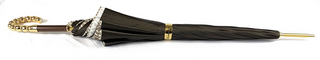 Double cloth brown umbrella – open canopy full view