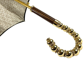 Italian luxury umbrella brown – gold handle detail