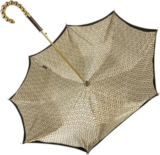 Handmade Italian umbrella – brown satin closed view