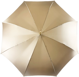 Handmade cream double fabric umbrella gold jewel handle open