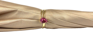Women's cream double layer umbrella gold jeweled handle top
