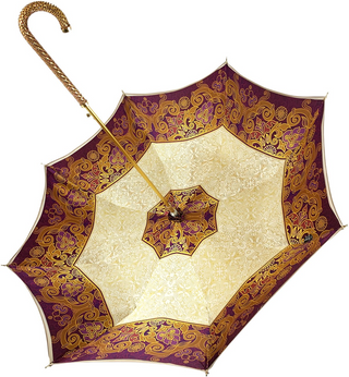 Exclusive cream double cloth umbrella with jeweled gold handle