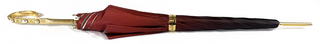 Elegant flowered umbrella satin fabric pearl handle close-up