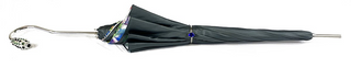 Elegant grey ombre umbrella Swarovski crystal handle close-up