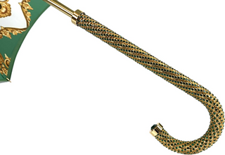 Luxury green women's umbrella emerald rhinestones gold handle