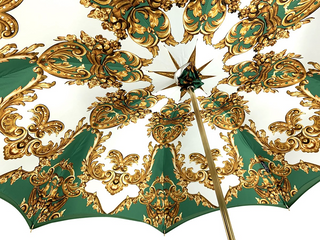 Exclusive green umbrella emerald rhinestones gold handle