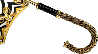 Yellow gold umbrella double canopy handmade gold handle view