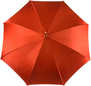 Handmade red leopard double cloth umbrella gold handle open