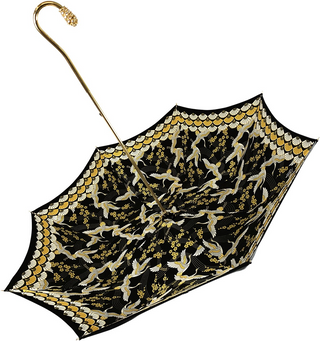 Women's double cloth herons umbrella 24K gold handle top view