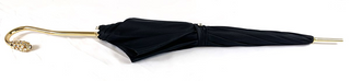 Elegant herons double cloth umbrella 24K gold handle close-up