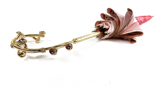Exclusive light pink floral umbrella 24K gold UV protection handle