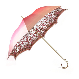 Women's light pink umbrella floral 24K gold UV handle side