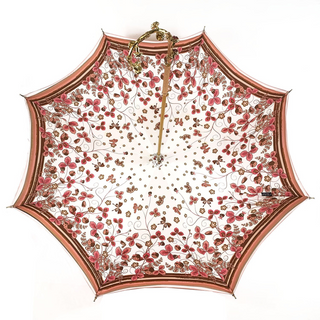 Women's light pink UV umbrella floral 24K gold handle top