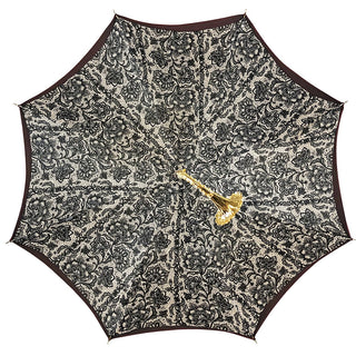 Luxury burgundy women's umbrella Swarovski lace interior view