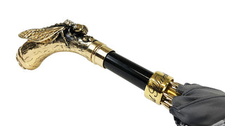 Italian luxury grey umbrella – dragonfly folded view