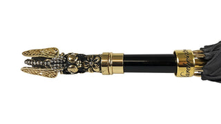 Grey satin umbrella – dragonfly handle ribs detail