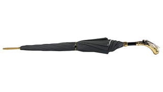 Italian luxury umbrella – grey satin dragonfly open canopy