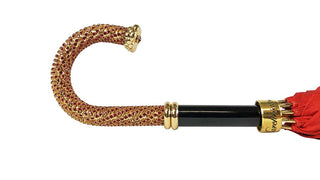 Italian roses umbrella – gold brass handle detail