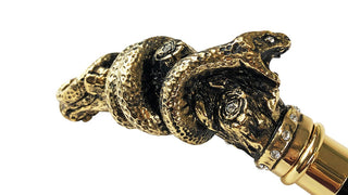 Women's animalier luxury umbrella gold snake handle top