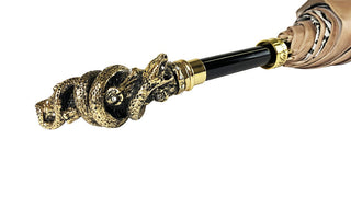 Handcrafted animalier umbrella gold snake handle